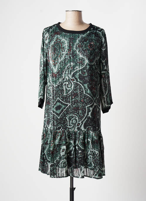 Robe courte manches 3/4 manches 3/4 vert ROSE femme