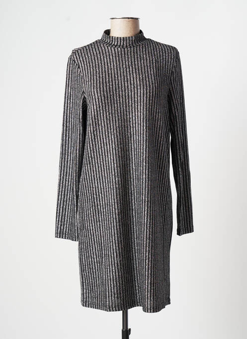 Robe courte fermeture zippée au dos manches longues gris ROSE MON AMOUR femme