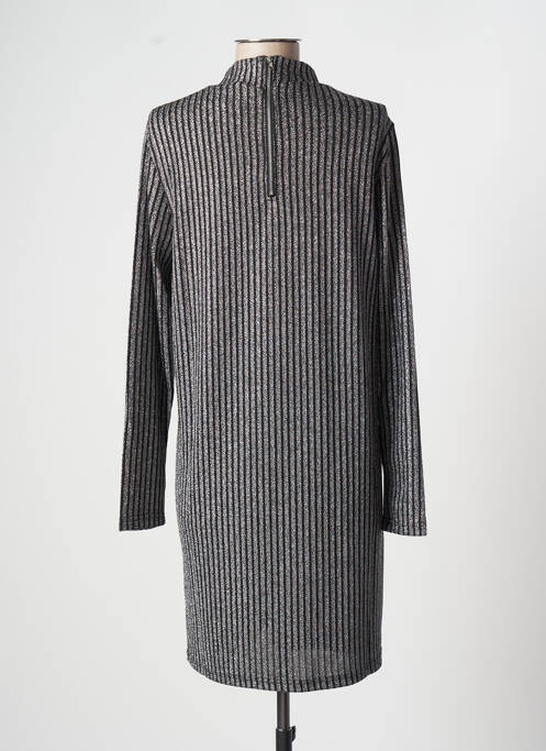 Robe courte fermeture zippée au dos manches longues gris ROSE MON AMOUR femme