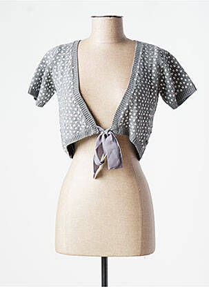 Gilet manches courtes resserrée sur le bas gris LOLLIPOPS femme