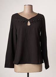 Blouse poignets boutonnés avec fente manches longues noir ROSE MON AMOUR femme