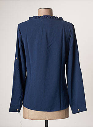 Blouse poignets boutonnés avec fente manches longues bleu ROSE MON AMOUR femme