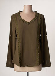 Blouse poignets boutonnés avec fente manches longues vert ROSE MON AMOUR femme