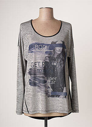 Pull tissage chiné manches longues gris FRED SABATIER femme
