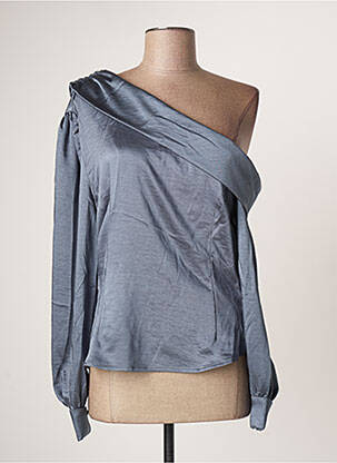 Blouse poignets boutonnés avec fente manches longues bleu ROSE femme