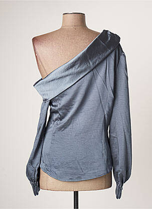 Blouse poignets boutonnés avec fente manches longues bleu ROSE femme