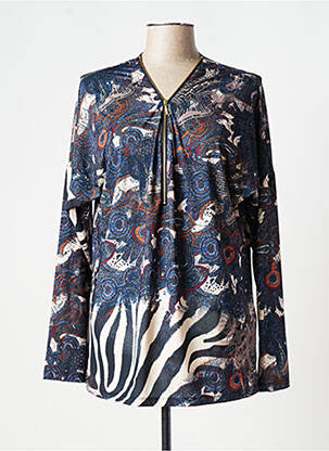 Blouse imprimé fantaisie manches longues bleu FRED SABATIER femme