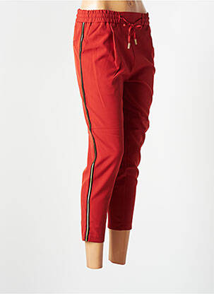 Pantalon 7/8 taille élastique taille normale rouge ROSE femme