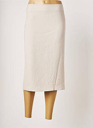 Jupe mi-longue taille haute beige ELENA MIRO femme