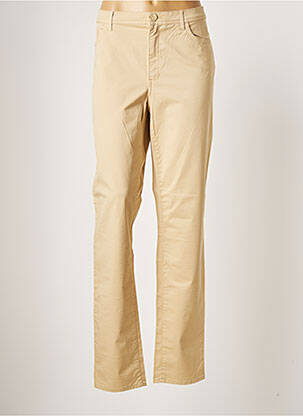 Pantalon droit fermeture zippée sous rabat boutonné taille normale beige TRUSSARDI JEANS femme
