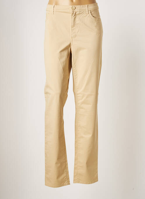 Pantalon droit fermeture zippée sous rabat boutonné taille normale beige TRUSSARDI JEANS femme