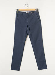 Pantalon chino fermeture zippée sous rabat boutonné taille normale bleu TOMMY HILFIGER femme