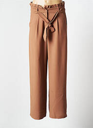 Pantalon large fermeture zippée sous rabat boutonné taille normale marron PEACE N'LOVE femme