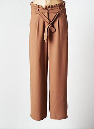 Pantalon large fermeture zippée sous rabat boutonné taille normale marron PEACE N'LOVE femme
