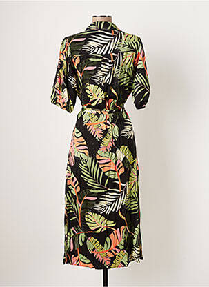 Robe mi-longue manches courtes manches courtes vert GEISHA femme