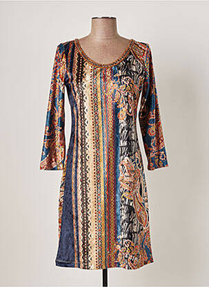 Robe mi-longue manches 3/4 manches 3/4 marron LO! LES FILLES femme