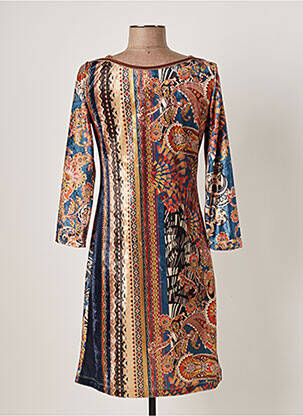 Robe mi-longue manches 3/4 manches 3/4 marron LO! LES FILLES femme