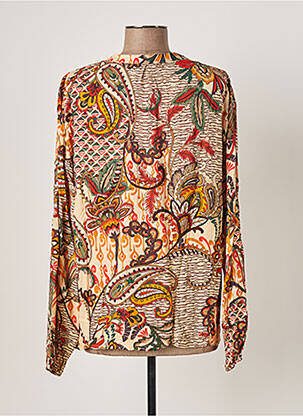 Blouse imprimé fantaisie manches longues orange GEISHA femme