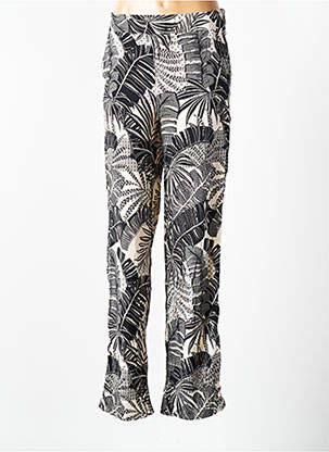 Pantalon droit tissage popeline taille normale noir GEISHA femme