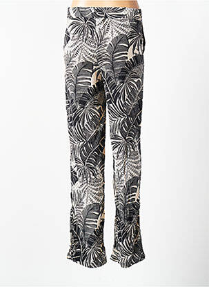 Pantalon droit tissage popeline taille normale noir GEISHA femme
