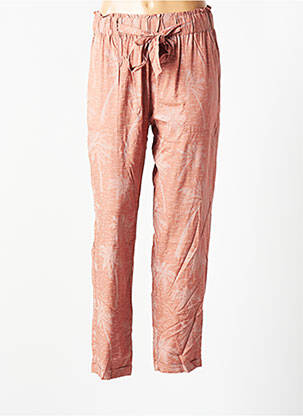Pantalon droit tissage popeline taille normale rose GEISHA femme