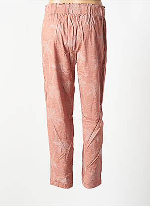 Pantalon droit tissage popeline taille normale rose GEISHA femme