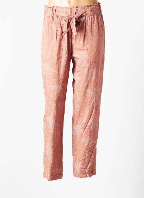 Pantalon droit tissage popeline taille normale rose GEISHA femme