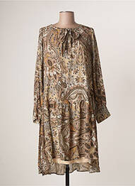 Robe mi-longue coupe fluide manches longues beige PLEASE femme