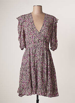 Robe mi-longue coupe fluide manches 3/4 violet TWINSET femme