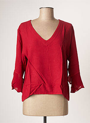 Blouse tissage popeline manches 3/4 rouge GARUDA GARUZO femme