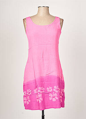 Robe mi-longue imprimé fleurs sans manche rose PALME femme