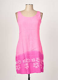 Robe mi-longue imprimé fleurs sans manche rose PALME femme