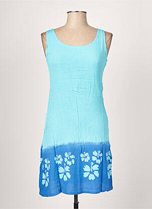 Robe mi-longue imprimé fleurs sans manche bleu PALME femme