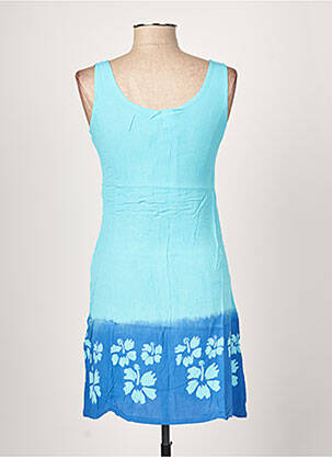 Robe mi-longue imprimé fleurs sans manche bleu PALME femme