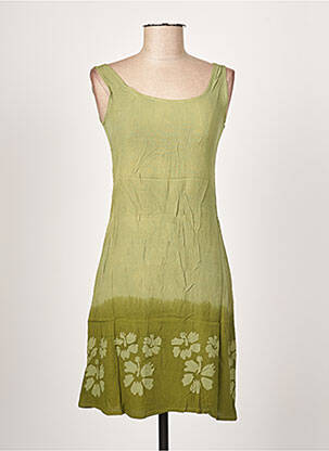Robe mi-longue imprimé fleurs sans manche vert PALME femme