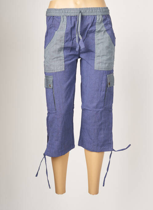 Pantacourt taille élastique taille normale bleu PALME femme