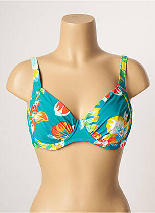 Haut de maillot de bain stretch haut soutien-gorge emboitant bleu BELCOR femme