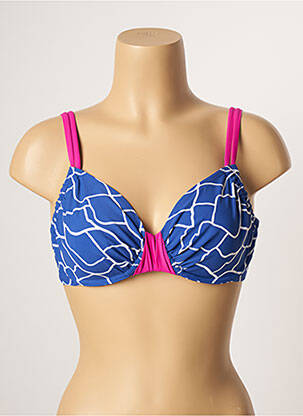 Haut de maillot de bain stretch haut soutien-gorge emboitant bleu BELCOR femme
