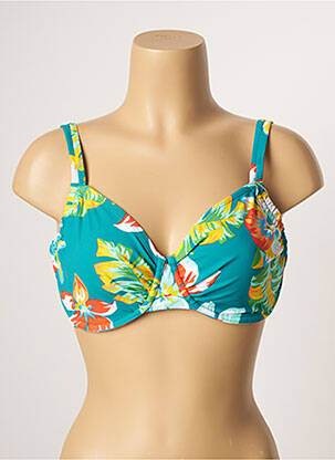 Haut de maillot de bain stretch haut soutien-gorge emboitant bleu BELCOR femme