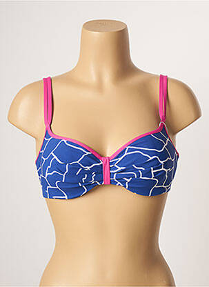 Haut de maillot de bain stretch haut soutien-gorge moulé bleu BELCOR femme