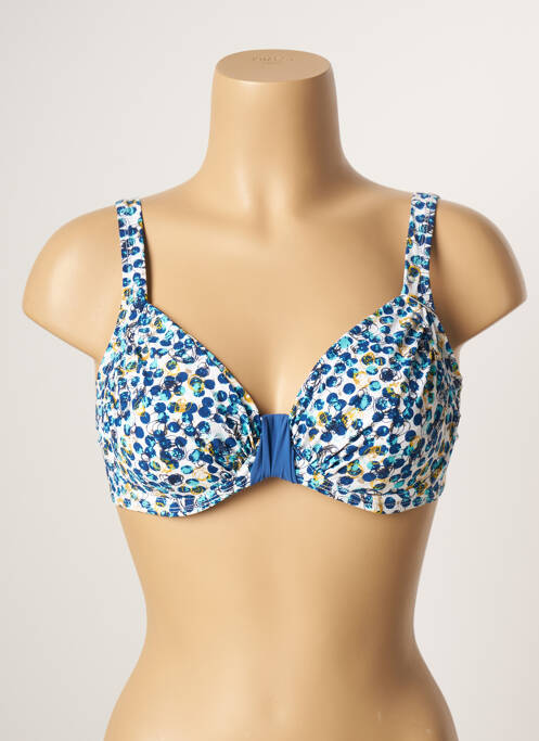 Haut de maillot de bain stretch haut soutien-gorge emboitant bleu BELCOR femme
