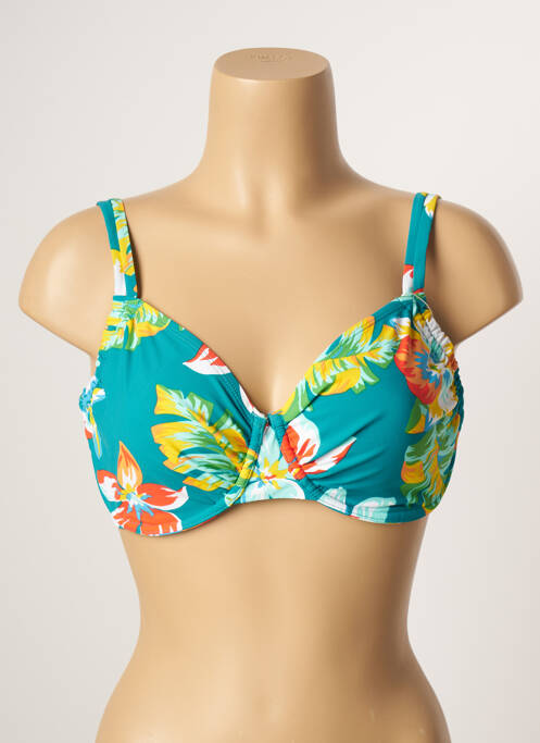 Haut de maillot de bain stretch haut soutien-gorge emboitant bleu BELCOR femme