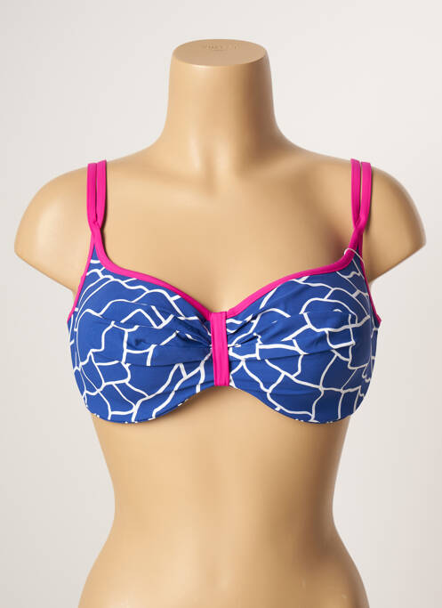 Haut de maillot de bain stretch haut soutien-gorge moulé bleu BELCOR femme