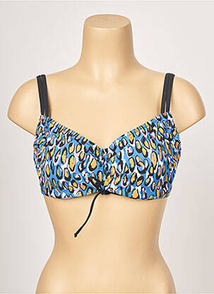 Haut de maillot de bain stretch haut soutien-gorge emboitant bleu BELCOR femme