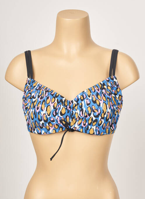 Haut de maillot de bain stretch haut soutien-gorge emboitant bleu BELCOR femme
