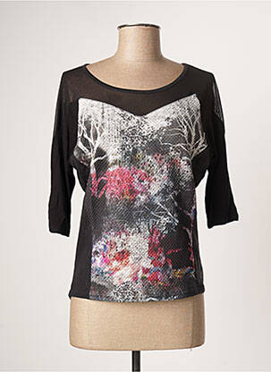 Top tissage jersey manches 3/4 noir MOKA'S femme
