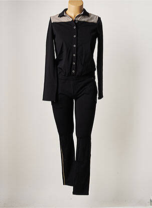 Combi-pantalon fermeture boutonnée sur le devant manches longues noir HBT femme