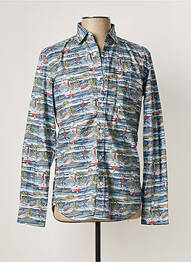 Chemise manches longues poches poitrine bleu HARTFORD homme