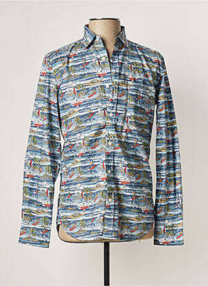 Chemise manches longues poches poitrine bleu HARTFORD homme