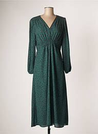 Robe mi-longue manches longues manches longues vert LAUREN VIDAL femme